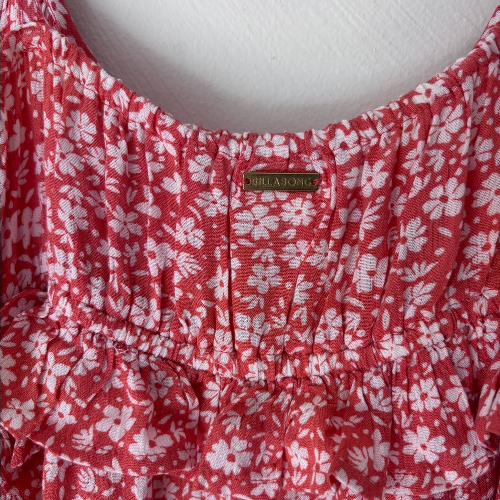 Billabong Coral Red/Orange Floral Midi Dress - Picture 4 of 4